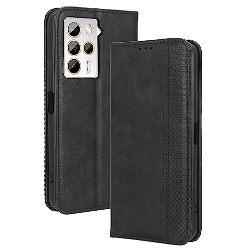 LACAE Kompatible für HTC U23 Pro 5G Handyhülle, PU Leder Flip Hülle für Handy mit Kartenfach Stand und Magnet Funktion als Brieftasche, schwarz von LACAE