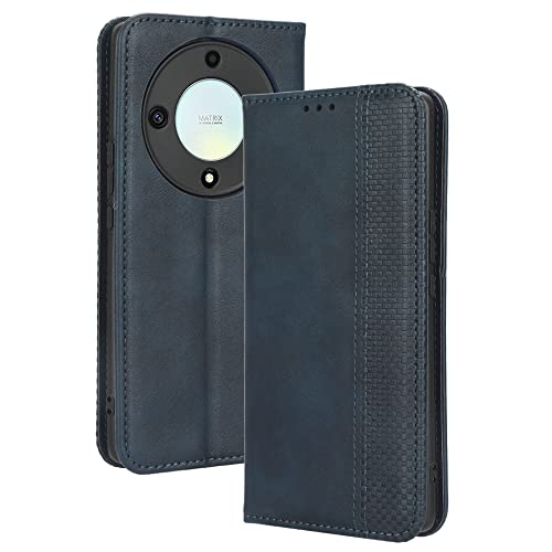 LACAE Kompatible für Honor Magic 5 Lite 5G / Honor X9a Handyhülle, PU Leder Flip Hülle für Handy mit Kartenfach Stand und Magnet Funktion als Brieftasche, Blau von LACAE