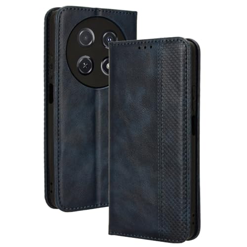 LACAE Kompatible für Huawei nova 12i Handyhülle, PU Leder Flip Hülle für Handy mit Kartenfach Stand und Magnet Funktion als Brieftasche, Blau von LACAE