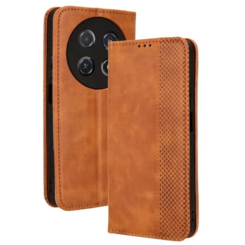 LACAE Kompatible für Huawei nova 12i Handyhülle, PU Leder Flip Hülle für Handy mit Kartenfach Stand und Magnet Funktion als Brieftasche, braun von LACAE