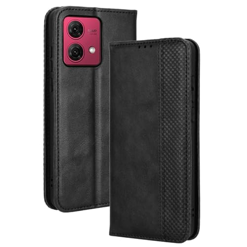 LACAE Kompatible für Motorola Moto G84 Handyhülle, PU Leder Flip Hülle für Handy mit Kartenfach Stand und Magnet Funktion als Brieftasche, schwarz LACAE Kompatible für Motorola Moto G84 Handyhülle, PU Leder Flip Hülle für Handy mit Kartenfach Stand und Magnet Funktion als Brieftasche, schwarz von LACAE
