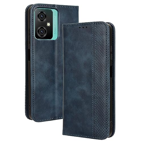 LACAE Kompatible für OSCAL C70 Handyhülle, PU Leder Flip Hülle für Handy mit Kartenfach Stand und Magnet Funktion als Brieftasche, Blau von LACAE