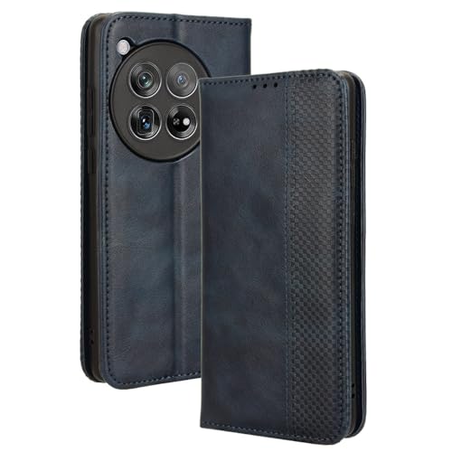 LACAE Kompatible für OnePlus 12R Handyhülle, PU Leder Flip Hülle für Handy mit Kartenfach Stand und Magnet Funktion als Brieftasche, Blau von LACAE