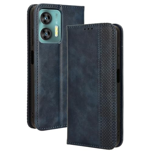 LACAE Kompatible für Oukitel C35/ Oukitel C36 Handyhülle, PU Leder Flip Hülle für Handy mit Kartenfach Stand und Magnet Funktion als Brieftasche, Blau von LACAE