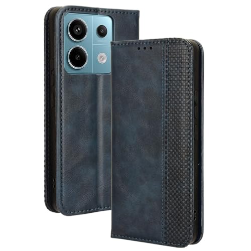 LACAE Kompatible für Xiaomi Poco X6 Handyhülle, PU Leder Flip Hülle für Handy mit Kartenfach Stand und Magnet Funktion als Brieftasche, Blau von LACAE