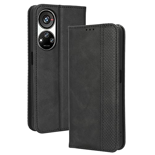 LACAE Kompatible für ZTE Blade V40s Handyhülle, PU Leder Flip Hülle für Handy mit Kartenfach Stand und Magnet Funktion als Brieftasche, schwarz LACAE Kompatible für ZTE Blade V40s Handyhülle, PU Leder Flip Hülle für Handy mit Kartenfach Stand und Magnet Funktion als Brieftasche, schwarz von LACAE