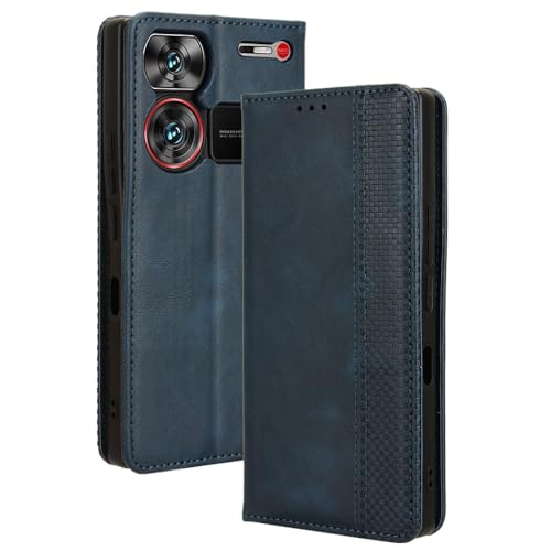 LACAE Kompatible für ZTE Nubia Z60 Ultra Handyhülle, PU Leder Flip Hülle für Handy mit Kartenfach Stand und Magnet Funktion als Brieftasche, Blau LACAE Kompatible für ZTE Nubia Z60 Ultra Handyhülle, PU Leder Flip Hülle für Handy mit Kartenfach Stand und Magnet Funktion als Brieftasche, Blau von LACAE