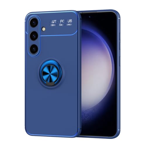 LACAE Passend für Samsung Galaxy S24 Hülle, Ultradünne Weiche Silikon Magnetischen Autohalterungen Spezielle Handyhülle Mit 360 ° Verdrehbare Ring, blau von LACAE