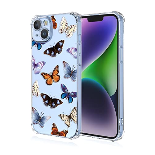 LACAE Transparent Schönes Handyhülle für Apple iPhone 15, Weiche Klare Farbenfrohe TPU Hülle, Stilvolle, Gut Aussehende Schutzhülle Hat Hübsche Bunter Schmetterling Dekoriert LACAE Transparent Schönes Handyhülle für Apple iPhone 15, Weiche Klare Farbenfrohe TPU Hülle, Stilvolle, Gut Aussehende Schutzhülle Hat Hübsche Bunter Schmetterling Dekoriert von LACAE