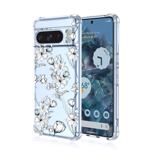 LACAE Transparent Schönes Handyhülle für Google Pixel 8 Pro, Weiche Klare Farbenfrohe TPU Hülle, Stilvolle, Gut Aussehende Schutzhülle Hat Hübsche Weiße Blume Dekoriert LACAE Transparent Schönes Handyhülle für Google Pixel 8 Pro, Weiche Klare Farbenfrohe TPU Hülle, Stilvolle, Gut Aussehende Schutzhülle Hat Hübsche Weiße Blume Dekoriert von LACAE