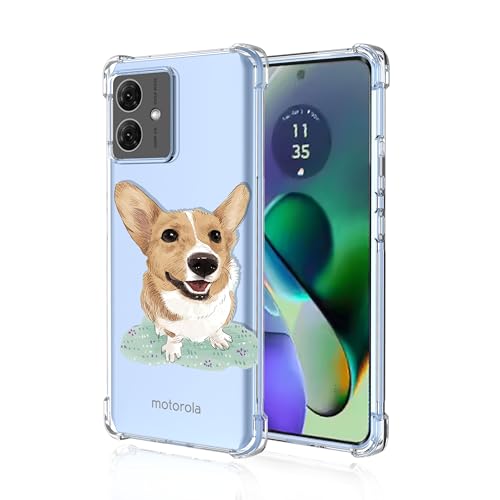 LACAE Transparent Schönes Handyhülle für Motorola Moto G54, Weiche Klare Farbenfrohe TPU Hülle, Stilvolle, Gut Aussehende Schutzhülle Hat Hübsche Hund Dekoriert von LACAE