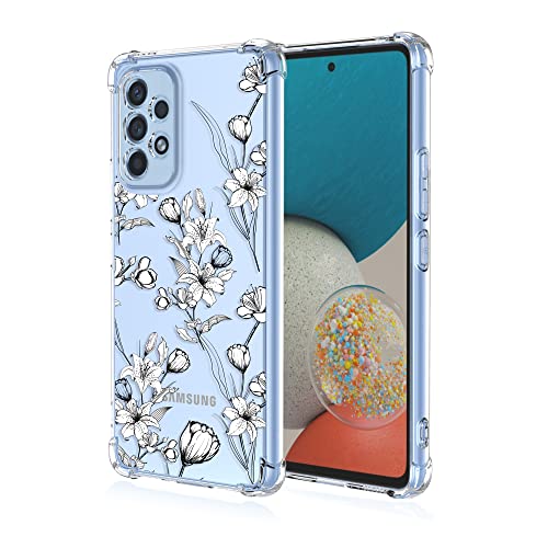 LACAE Transparent Schönes Handyhülle für Samsung Galaxy A23 5G, Weiche Klare Farbenfrohe TPU Hülle, Stilvolle, Gut Aussehende Schutzhülle Hat Hübsche Weiße Blume Dekoriert LACAE Transparent Schönes Handyhülle für Samsung Galaxy A23 5G, Weiche Klare Farbenfrohe TPU Hülle, Stilvolle, Gut Aussehende Schutzhülle Hat Hübsche Weiße Blume Dekoriert von LACAE