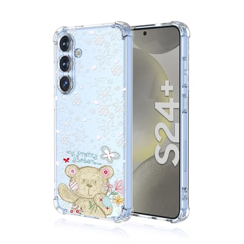 LACAE Transparent Schönes Handyhülle für Samsung Galaxy S24 Plus, Weiche Klare Farbenfrohe TPU Hülle, Stilvolle, Gut Aussehende Schutzhülle Hat Hübsche Bär Dekoriert von LACAE