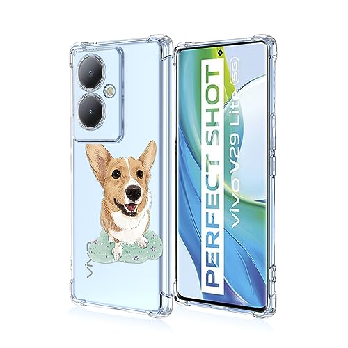 LACAE Transparent Schönes Handyhülle für vivo V29 Lite 5G, Weiche Klare Farbenfrohe TPU Hülle, Stilvolle, Gut Aussehende Schutzhülle Hat Hübsche Hund Dekoriert von LACAE