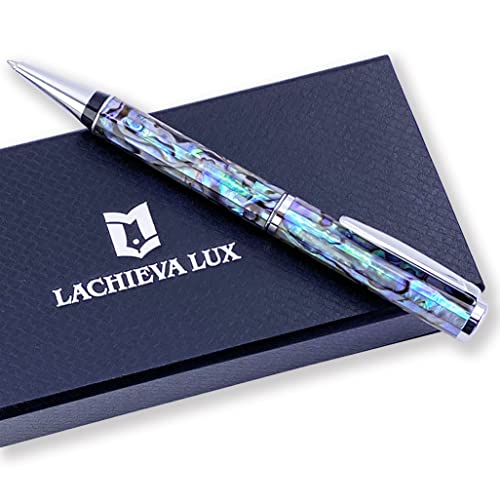 LACHIEVA Luxus handgefertigter Sea Shell Abalone Metall Kugelschreiber mit Deutschland Schmidt P900M Nachfüllung (blau und schwarz 2 Nachfüllungen), schönes Geschenk für jeden Urlaub. von LACHIEVA LUX
