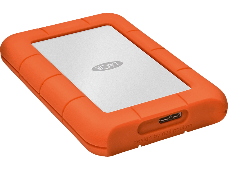 LACIE Rugged Mini Festplatte, 1 TB HDD, 2,5 Zoll, extern, Silber/Orange von LACIE