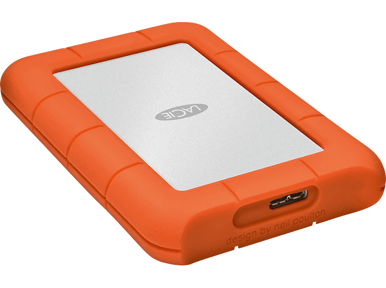 LACIE Rugged Mini Festplatte, 2 TB HDD, 2,5 Zoll, extern, Silber/Orange von LACIE