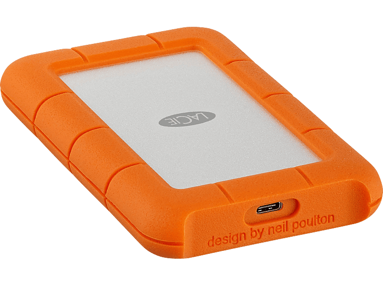 LACIE Rugged USB-C Festplatte, 1 TB HDD, 2,5 Zoll, extern, Silber/Orange von LACIE