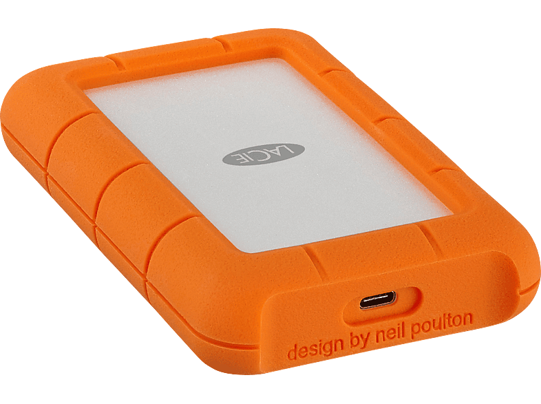 LACIE Rugged USB-C Festplatte, 5 TB HDD, 2,5 Zoll, extern, Silber/Orange von LACIE