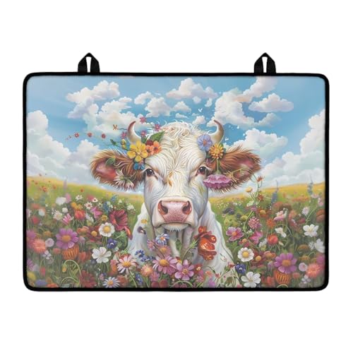 LACIYISON Kuh-Gänseblümchen-Druck-Induktionskochfeld-Schutzmatte, wiederverwendbare Herdplattenabdeckung für Elektroherd, Silikon-Herdmatte für Glasherd, Glasplatte (73,5 x 53,3 cm) von LACIYISON