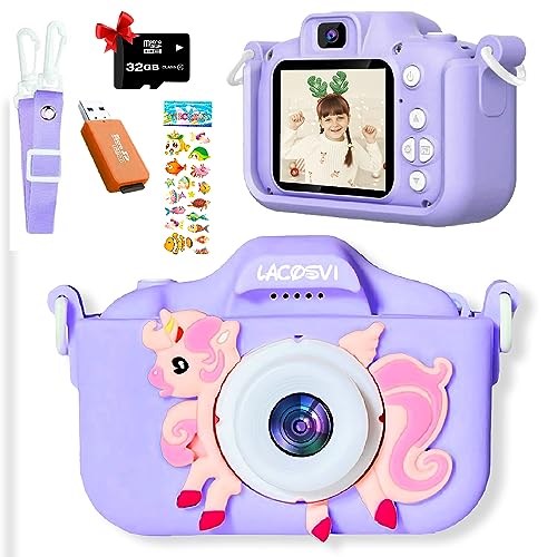 Lacosvi Kamera für Kinderfotos, 5,1 cm (2,0 Zoll), 1080p, HD, Selfie-Videokamera, für Jungen und Mädchen, mit SD-Karte mit 32 GB, originelle Geburtstagsgeschenke für Kinder von 3-12 Jahren, in von LACOSVI