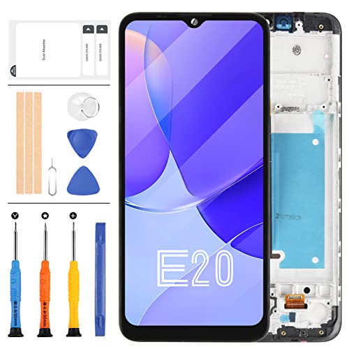 6,5 Zoll (16,5 cm) für Motorola Moto E20 LCD Display Touchscreen Digiziter Montage Glas Scheibe Reparaturteile Kit für Moto E20 XT2155 XT2155-1 XT2155-3 Bildschirm Ersatz (Schwarz mit Rahmen) von LADYSON