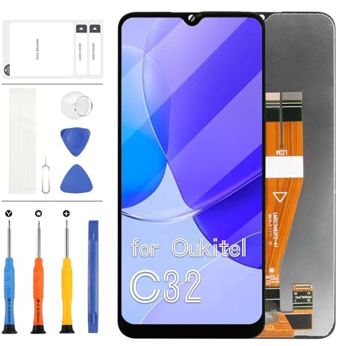 Ersatz-LCD-Bildschirm für Oukitel C32, 16,6 cm (6,5 Zoll) Bildschirm, Digitizer, Sensor, Touch-Display, Montage-Kits, Schwarz ohne Rahmen von LADYSON