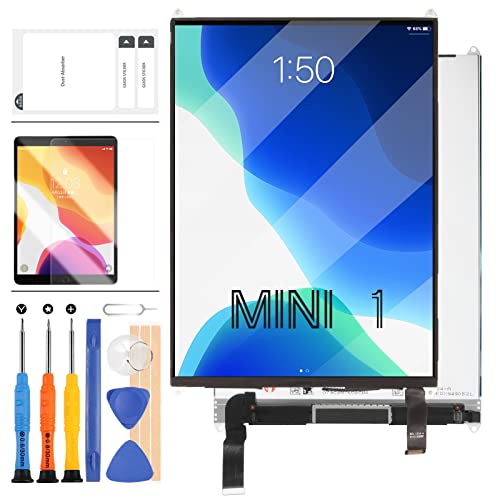 Ersatzbildschirm Compatible für iPad Mini 1 A1432 A1455 A1454 7,9 Zoll (20,1 cm) LCD-Display (nur LCD), für iPad Mini 1. LCD-Reparaturset, mit Displayschutzfolie und Werkzeug von LADYSON