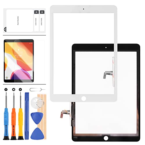 Ersatzdisplay Compatible für iPad Air 1 1. Generation A1474 A1475 A1476 Touch Digitizer Glas Panel für iPad 2017 iPad 5 Touchscreen Reparaturteile mit Schutzfolie und Werkzeug (weiß) von LADYSON