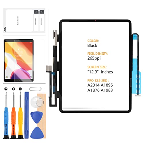 Ersatzteil-Set Compatible für iPad Pro 11 3. Generation 2021 Bildschirm A2301 A2459 A2460 Sensor Touch Panel Glas Voll-Digitizer Montage Reparaturteile Kit mit Werkzeug und Schutzfolie (kein LCD) von LADYSON