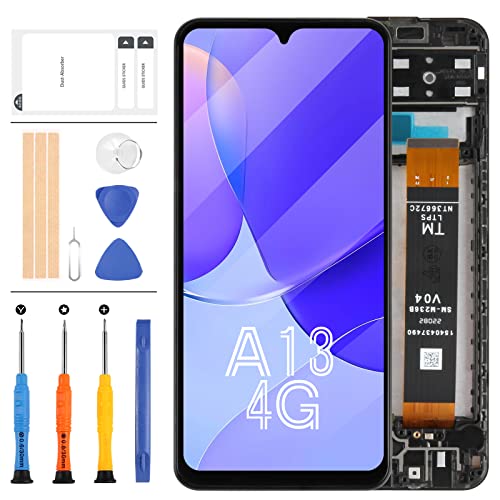 Für Samsung Galaxy A13 4G LCD Bildschirm Ersatz SM-A135F Display mit Rahmen SM-A135F/DS Touch Digitizer Originalteile SM-A135U1 LCD Panel Montage Reparaturset (Nicht passend für A13 5G) von LADYSON