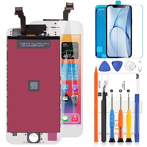 LADYSON Bildschirm-Ersatz für iPhone 6 4,7 Zoll LCD-Display Touchscreen Glas Digitizer (Modell: A1549 A1586 A1589 A1522 A1524) Montage mit Reparaturwerkzeug-Set (weiß) von LADYSON