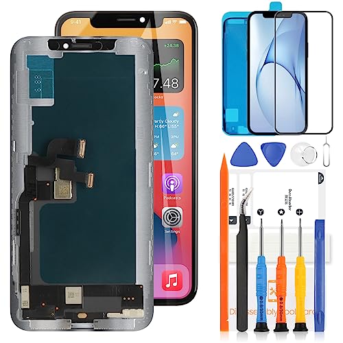 LADYSON Display für iPhone XS 5,8 Zoll LCD-Bildschirm für iPhone XS Ersatz für iPhone XS A1920 A2097 A2098 A2099 A2100 LCD Display 3D Touch Screen Digitizer Assembly mit Werkzeug (schwarz) von LADYSON