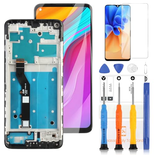 LADYSON Ersatzbildschirm für Motorola Moto G9 Plus 2020 XT2087-1 XT2087-2 LCD Display Touch Panel Digitizer Sensor Vollglaslinse Montage Reparatur-Sets mit Rahmen von LADYSON