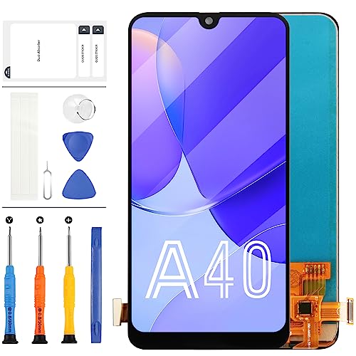 LADYSON Ersatz-Bildschirm-Ersatz für Samsung Galaxy A40 A405 SM-A405F A405F/DS A405FD A405A LCD Display Reparaturteile Montage Touch Sensor Digitizer Glaslinsen-Set (Schwarz ohne Rahmen) von LADYSON