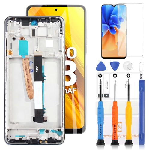 LADYSON LCD-Display für Xiaomi Poco X3 / Poco X3 NFC/Poco X3 PRO LCD Display Touchscreen Digitizer Assembly Ersatz-Set mit Werkzeug (6,67 Zoll Schwarz mit Rahmen) von LADYSON