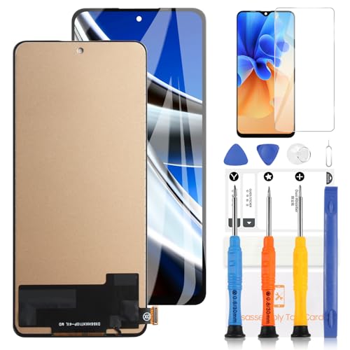 LADYSON LCD-Bildschirm für Xiaomi Poco X4 PRO 5G 2201116PG Ersatz LCD-Bildschirm Touchscreen Digitizer Montage Reparatursatz mit Werkzeug (6,67 Zoll, Schwarz) von LADYSON