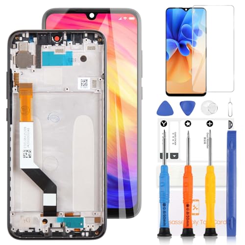 LADYSON LCD-Bildschirm für Xiaomi Redmi Note 7 Ersatz Display für Xiaomi Redmi Note 7 PRO LCD Display Digitizer Touchscreen Glas Panel Assembly mit Werkzeugen (6,3 Zoll, Schwarz mit Rahmen) von LADYSON