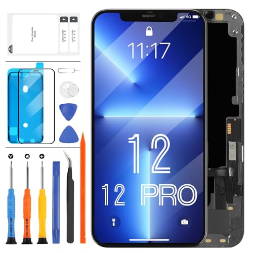 LADYSON LCD-Bildschirm für iPhone 12/12 PRO A2403, A2172, A2402, A2404 A2407, A2341, A2406, A2408 LCD Display Touchscreen Digitizer Ersatz-Kit mit Werkzeug (6,1 Zoll) von LADYSON