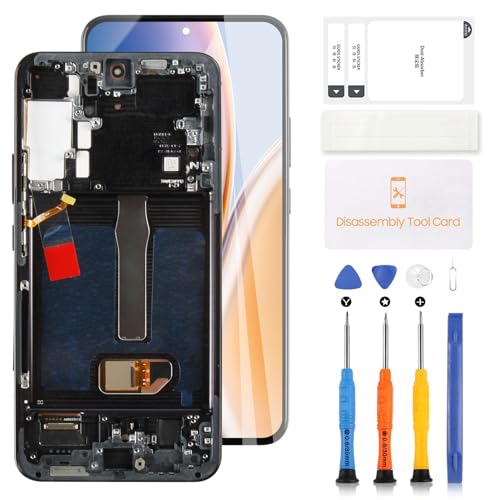 LADYSON OLED LCD-Bildschirm für Samsung Galaxy S22 Plus 5G S906 LCD Display für Samsung S22+ 5G S906B SM-S906B SM-S906U LCD Digitizer Assembly Touchscreen Ersatzteil Kit + Werkzeug mit Rahmen (Schwarz von LADYSON