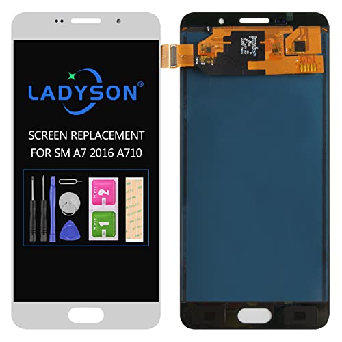 LADYSON TFT-Bildschirm Ersatz für Samsung Galaxy A7 2016 A710 A710F LCD Display Touchscreen Digitizer Montage-Teile Kit (kein Original) (weiß) von LADYSON