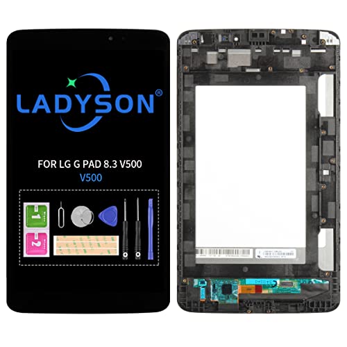 LCD-Bildschirm Ersatz für LG G Pad 8.3 V500 LCD Display Touchscreen Digitizer Full Matrix Glas Sensor Panel Lens Assembly Wifi Version Teile mit kostenlosem Reparaturwerkzeug (schwarz mit Rahmen) von LADYSON