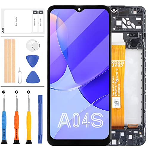 LCD-Bildschirm Ersatz für Samsung Galaxy A04S 2022 SM-A047 SM-A047F LCD-Display Touchscreen Digitizer Montage Reparaturteile Kit (Schwarz mit Rahmen) von LADYSON