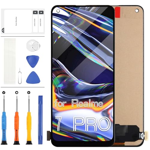 LCD-Bildschirm für Realme 7 Pro RMX2170 Bildschirm Ersatzset für Realme 7 Pro RMX2170 LCD Display Touchscreen Digitizer Vollmontage Teile (Schwarz) von LADYSON