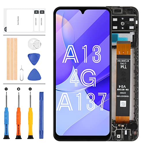 LCD-Bildschirm für Samsung Galaxy A13 SM-A137 Bildschirm Ersatz für SM-A137F SM-A137F / DSN LCD Display Touchscreen Digitizer Montage Schwarz mit Rahmen (nicht passend für A13 5G) von LADYSON