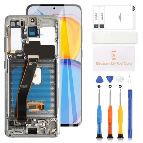 OLED LCD Bildschirm für Samsung Galaxy S20/S20 5G LCD Bildschirm Ersatz für SM-G980F SM-G980F/DS LCD Display Digitizer Touchscreen Komplettes Montageset Grau mit Rahmen von LADYSON