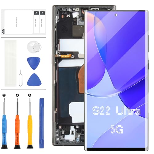 OLED LCD-Bildschirm für Samsung Galaxy S22 Ultra 5G S908 Ersatz des Bildschirms für SM-S908B SM-S908B/DS SM-S908U SM-S908U1 LCD Display Touchscreen Digitizer Assembly mit Werkzeugen (schwarzer Rahmen) von LADYSON