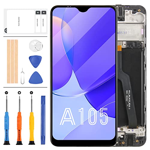 Original Bildschirm Ersatz für Samsung Galaxy A10 2019 A105F LCD Bildschirm A105G A105M A105F/DS SM-A105 Display Touch Glas Assembly Digitizer Panel Repair Parts Kits (Dual with Frame) von LADYSON
