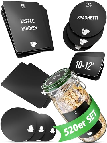 LAEVU Vorratsetiketten selbstklebend | 520 Stück | XXL Stickers Set für Vorratsdosen | Aufkleber Rund Minimalistisch & Wasserfest | Etiketten Küche | Schwarz LAEVU Vorratsetiketten selbstklebend | 520 Stück | XXL Stickers Set für Vorratsdosen | Aufkleber Rund Minimalistisch & Wasserfest | Etiketten Küche | Schwarz von LAEVU