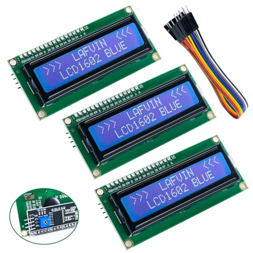 LAFVIN 3pcs 1602 I2C IIC LCD Display Screen Module with Interface Adapter Blue Backlight for Arduino Raspberry Pi von LAFVIN